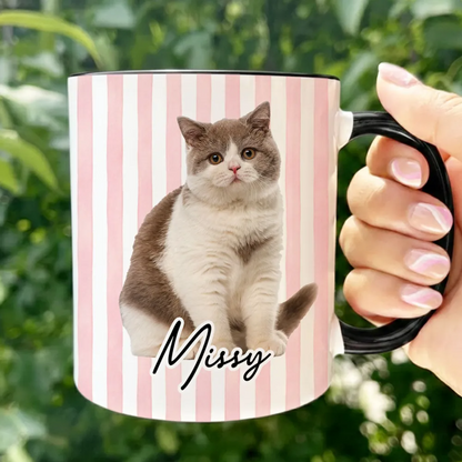 Pet With Classic Stripes Pattern Upload Photo - Personalized Mug - Gift For Dog Lovers, Cat Lovers