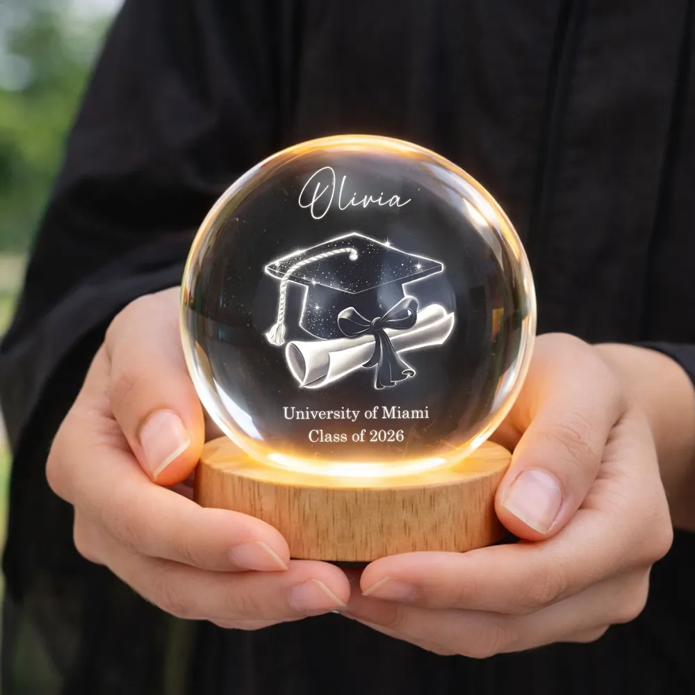 Class Of 2026 3D Effect Senior - Personalized Crystal Ball LED Night Light - Graduation Gift For Seniors, Daughter, Son, Grandkids
