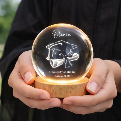 Class Of 2026 3D Effect Senior - Personalized Crystal Ball LED Night Light - Graduation Gift For Seniors, Daughter, Son, Grandkids
