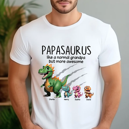 Grandpasaurus And Kids 3D Effect Dinosaurs Personalized Shirt, Father's Day Gift For Grandpa