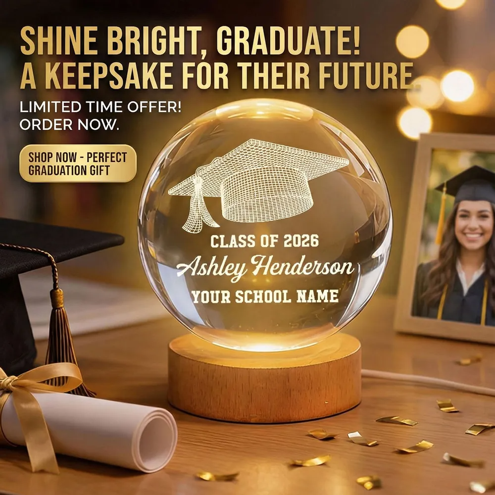 Class Of Graduation Senior Illusion Graduation Cap - Personalized Crystal Ball LED Night Light - Gift For Graduation Day, Graduation Gift, Keepsake
