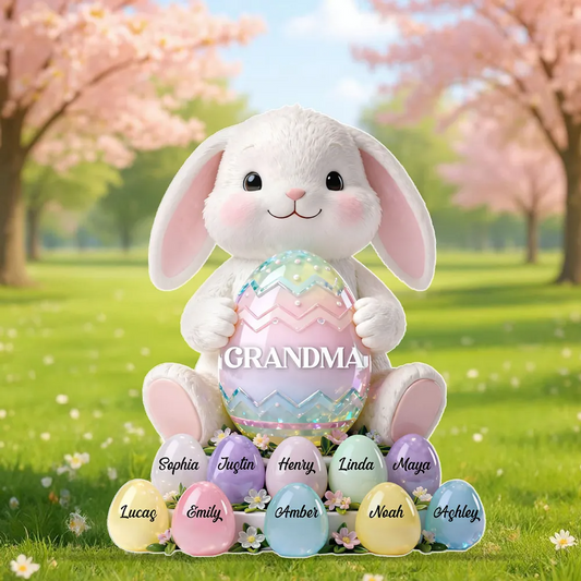 Bunny Grandma Easter - Personalized Acrylic Block Plaque - Easter Decor for Grandma