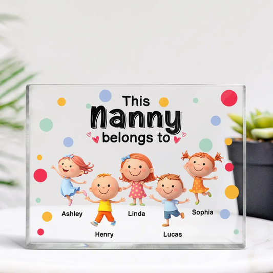 This Grandma Belongs to Cute Grandkids - Personalized Acrylic Block Plaque - Heartfelt Gift for Grandma