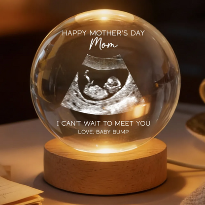 Happy Mother's Day From The Bump Custom Photo - Personalized Crystal Ball LED Night Light - First Mother's Day For Pregnancy Mom