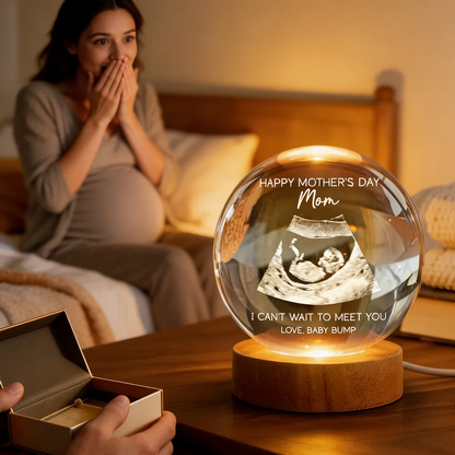 Happy Mother's Day From The Bump Custom Photo - Personalized Crystal Ball LED Night Light - First Mother's Day For Pregnancy Mom