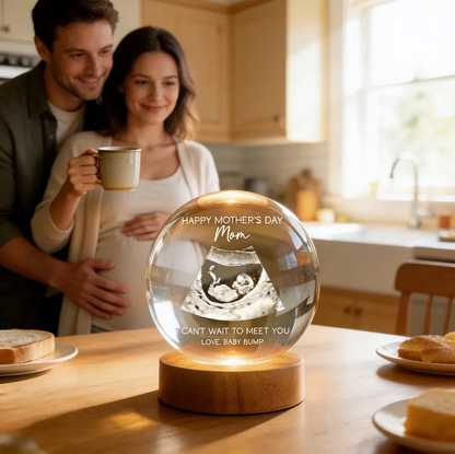 Happy Mother's Day From The Bump Custom Photo - Personalized Crystal Ball LED Night Light - First Mother's Day For Pregnancy Mom