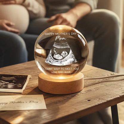 Happy Mother's Day From The Bump Custom Photo - Personalized Crystal Ball LED Night Light - First Mother's Day For Pregnancy Mom
