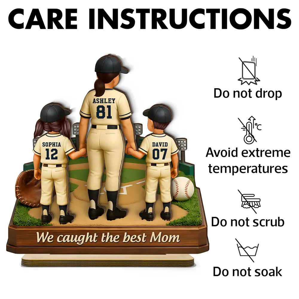 We Caught The Best Mom Baseball - Personalized 2-Layered Wooden Plaque - Heartfelt Gift For Mom, Grandma