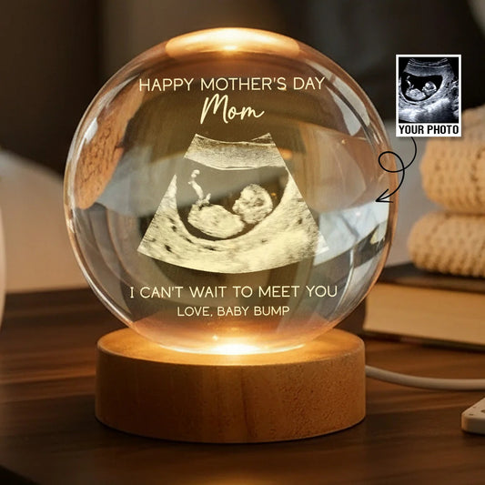 Happy Mother's Day From The Bump Custom Photo - Personalized Crystal Ball LED Night Light - First Mother's Day For Pregnancy Mom