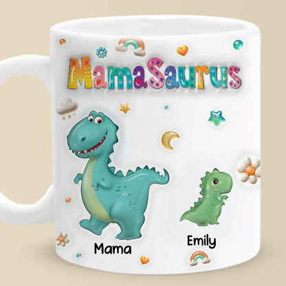 Tiny Dino, Big Love - Family Personalized Custom 3D Inflated Effect Printed Mug - Mother's Day, Gift For Mom, Grandma