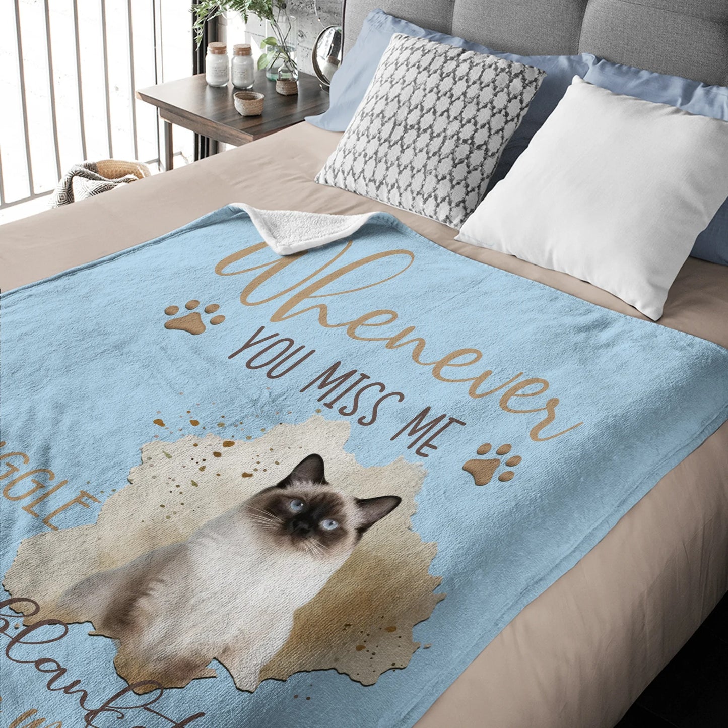 Personalised Whenever You Miss Me Snuggle This Pet Photo Soft Blanket with Name Sympathy Memorial Birthday Gift for Pet Owners Lovers