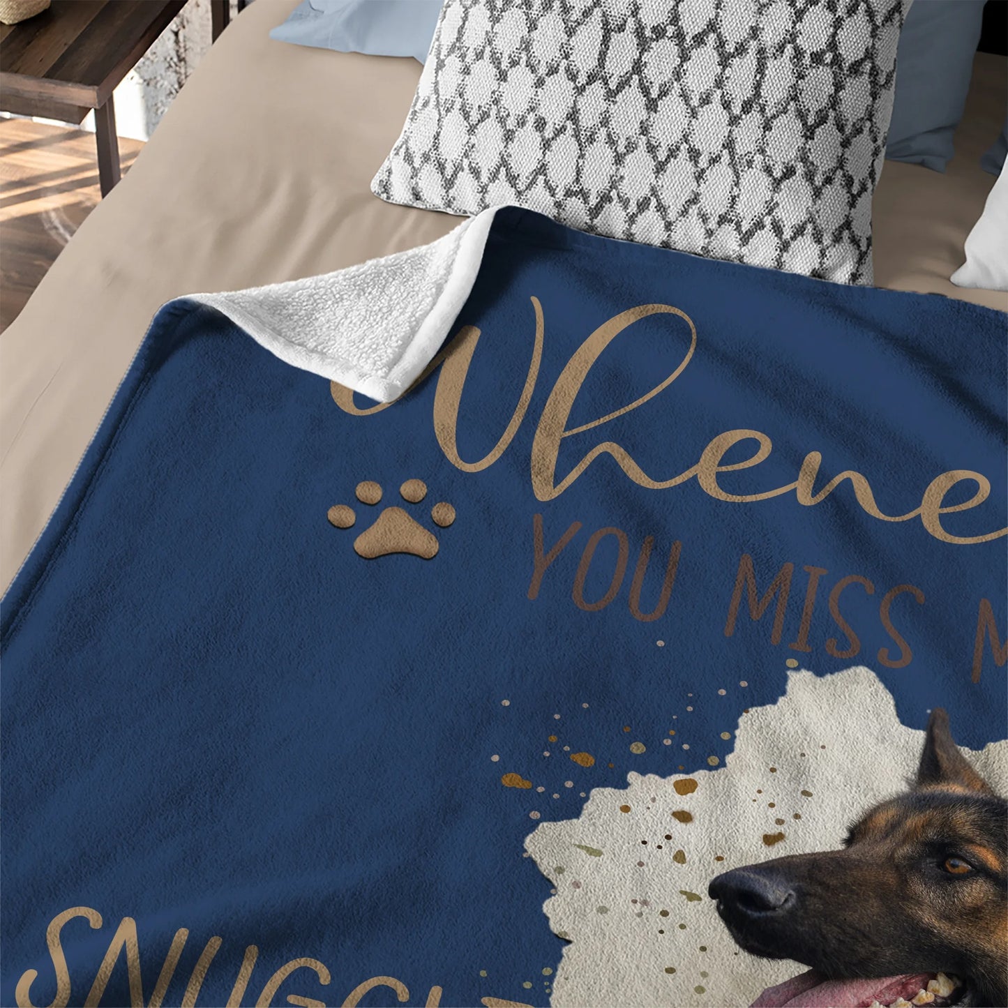 Personalised Whenever You Miss Me Snuggle This Pet Photo Soft Blanket with Name Sympathy Memorial Birthday Gift for Pet Owners Lovers