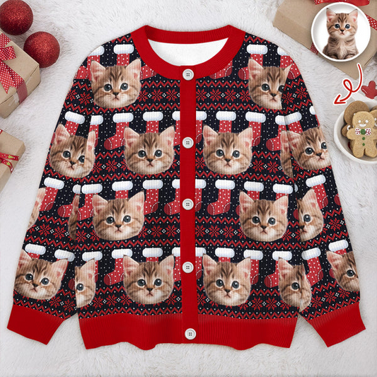 Custom Cat Photo Ugly Cardigan For Cat Lovers