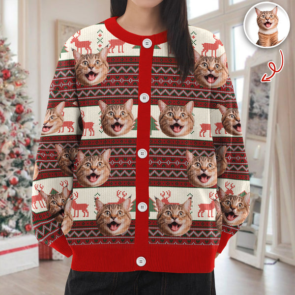 Custom Cat Photo Ugly Cardigan For Cat Lovers
