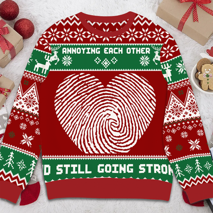 The man and his dog Annoying each other and still going strong - Personalized Christmas Ugly Sweater