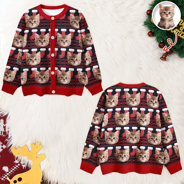 Custom Cat Photo Ugly Cardigan For Cat Lovers