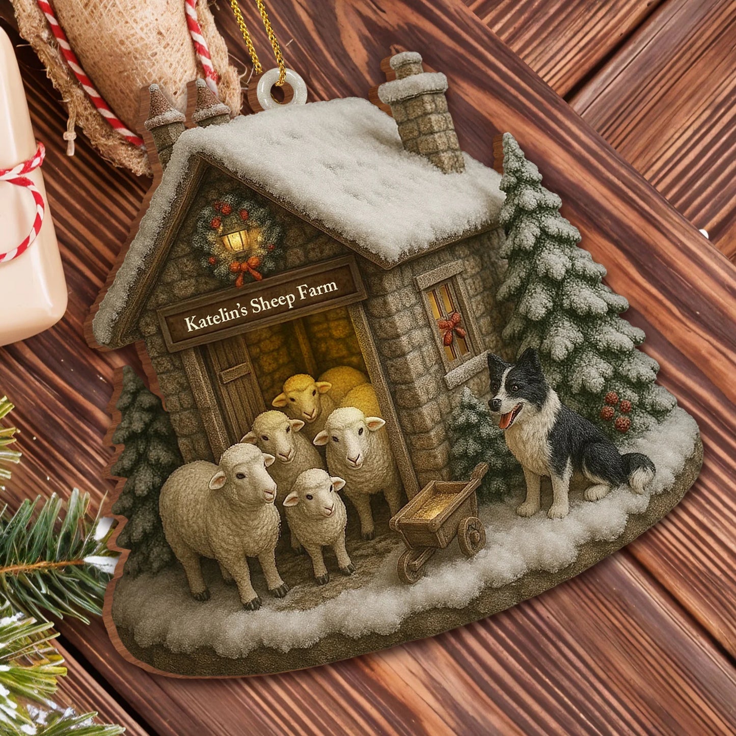Celebrate The Season With Warmth From The Farm, Custom Wood Ornament, Gift For Family and Animal Lovers