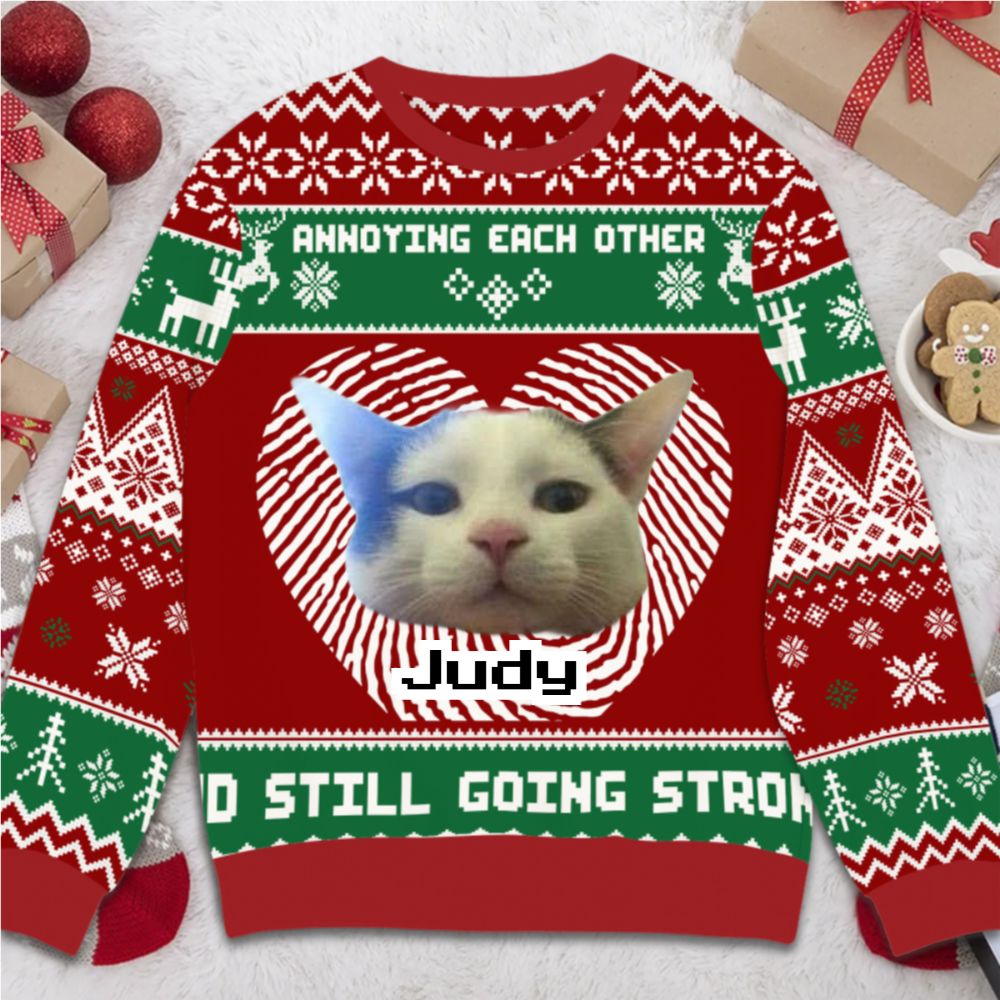 PET LOVER -Annoying each other and still going strong - Personalized Christmas Ugly Sweater [ Photo Version 2 ]