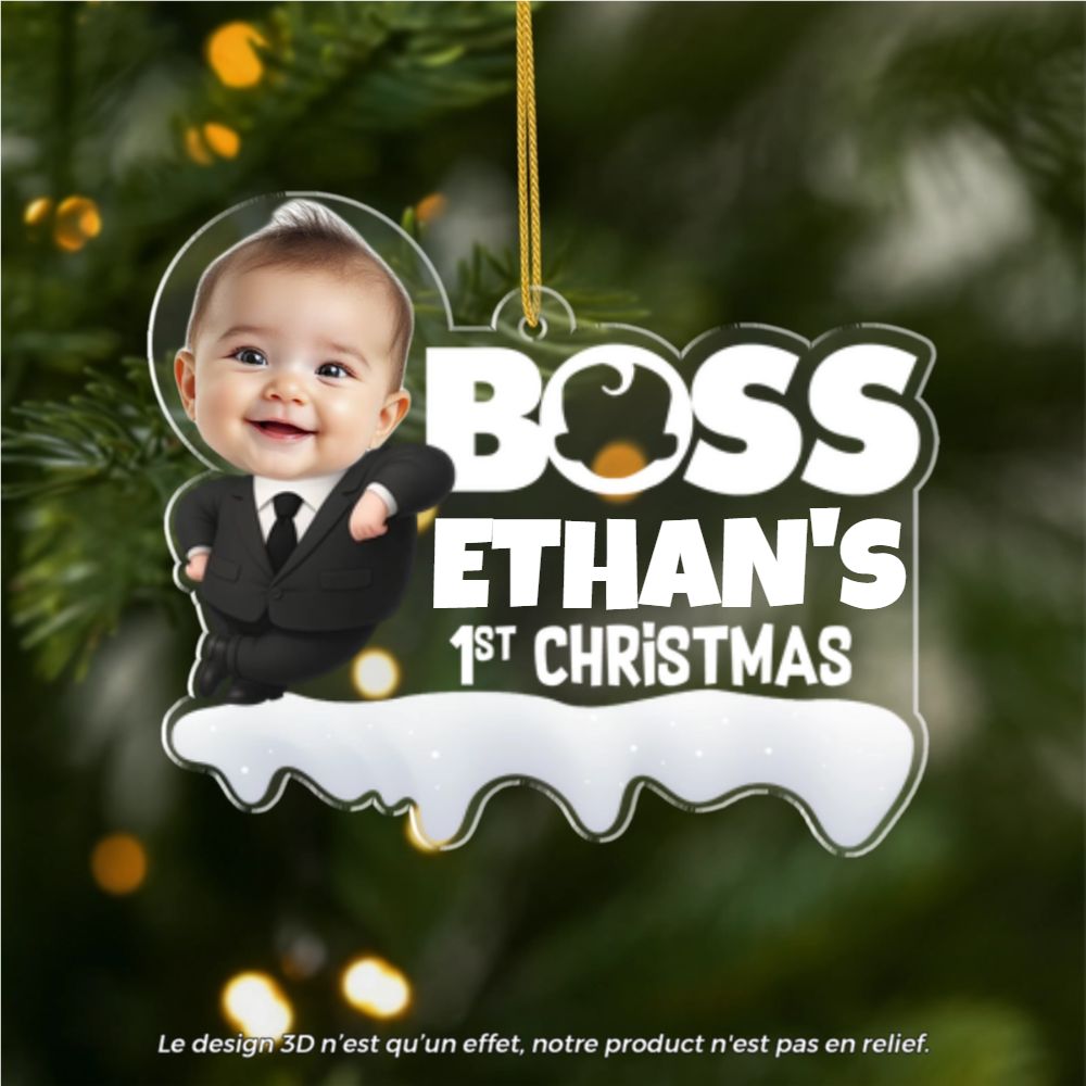 [3D Printing Effect] Personalized Acrylic Boss Baby Christmas Ornament with Photo