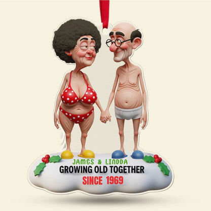 Funny Old Couple Ornament - Personalized Gifts For Couple
