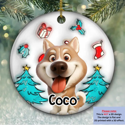 Santa Is Coming - Personalized Custom 3D Inflated Effect Ceramic Ornament