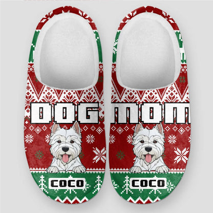 Dog Mom Christmas Slippers – Personalized with Your Dogs
