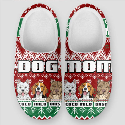 Dog Mom Christmas Slippers – Personalized with Your Dogs