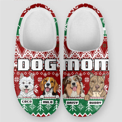 Dog Mom Christmas Slippers – Personalized with Your Dogs
