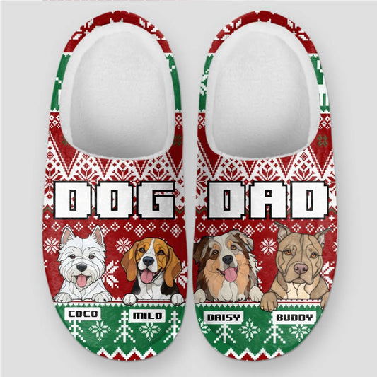 Dog Dad Christmas Slippers – Personalized with Your Dogs