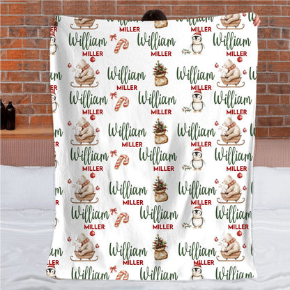 Cozy Christmas Blanket for Kids – Personalized Name Holiday Gift – Soft Premium Fabric