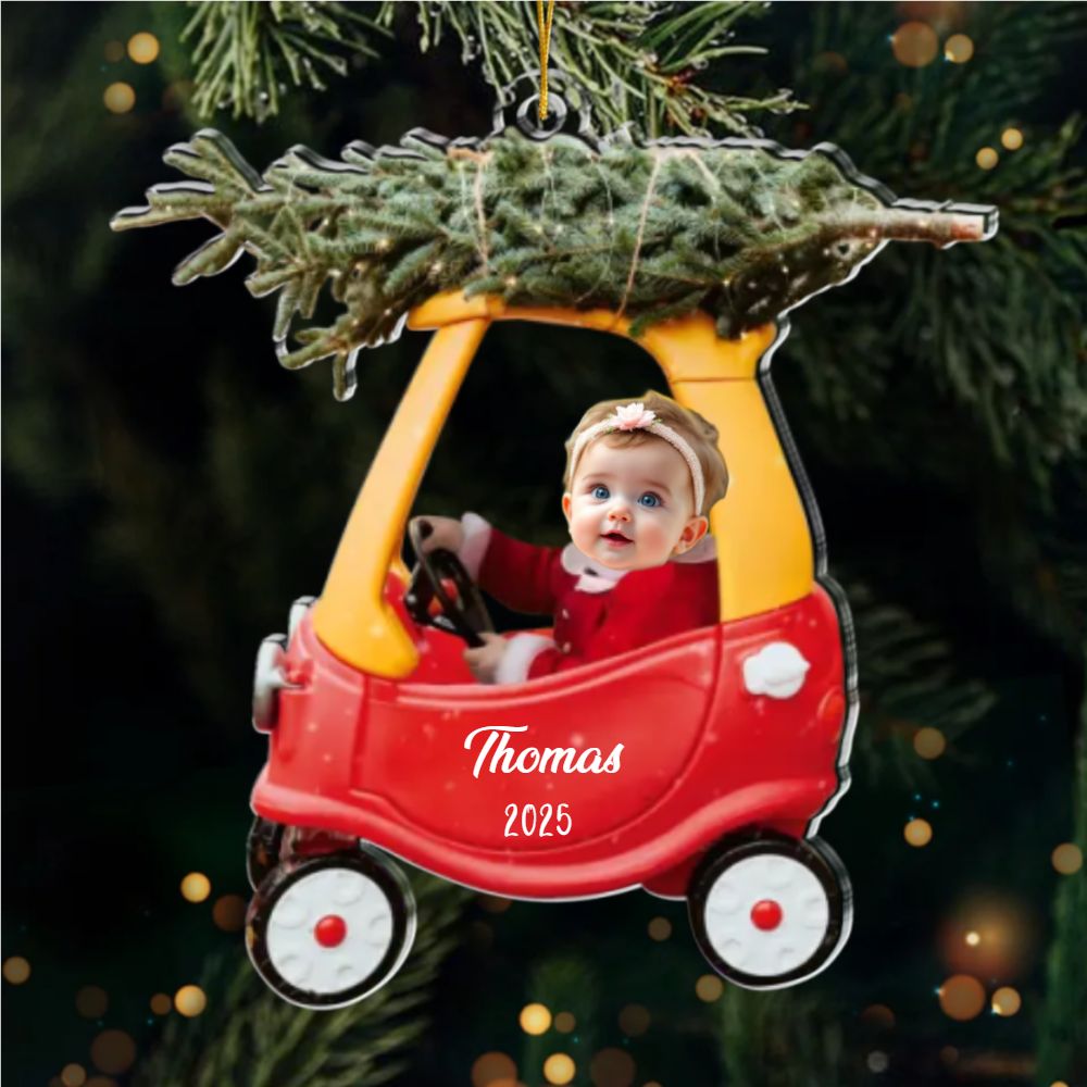 Custom Photo Celebrating The Season With Our Littlest Reason - Family Personalized Custom Ornament - Acrylic Custom Shaped - Christmas Gift For Baby Kids, Newborn Baby, First Christmas