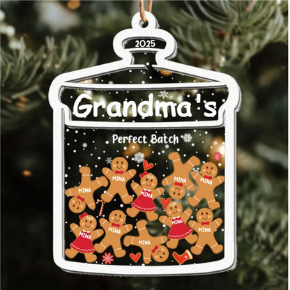 Grandma Perfect Batch Gingerbread - Personalized Wood And Acrylic Ornament - Christmas Gift For Grandma
