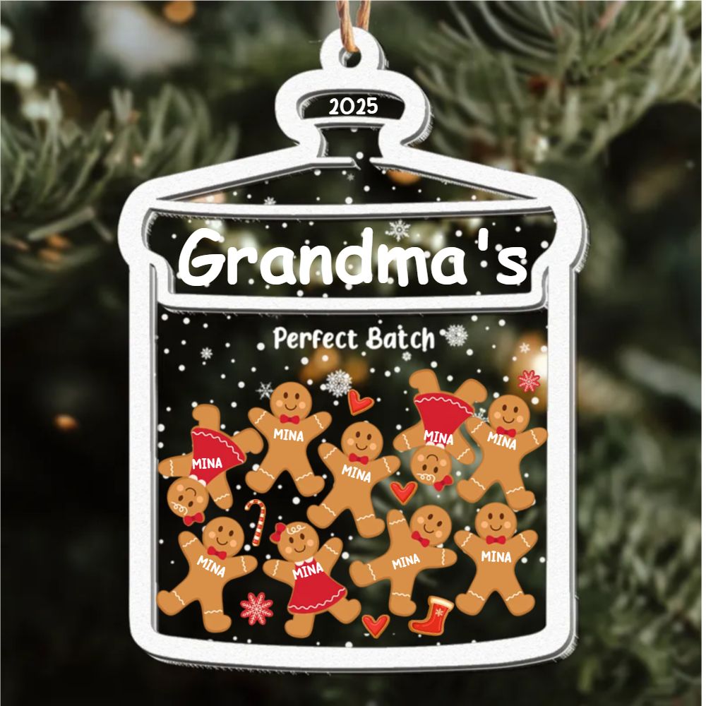 Grandma Perfect Batch Gingerbread - Personalized Wood And Acrylic Ornament - Christmas Gift For Grandma