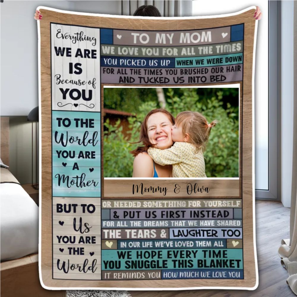Photo Blanket for Mom - We Love You | Personalized Gift for Mom, Grandma, Wife | Birthday, Mother's Day or any occasion
