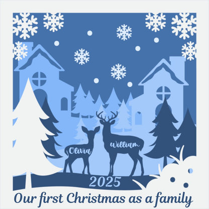 3D Layered Deer and Winter Forest Papercut Framed Picture - Perfect Christmas Home Décor & Family Gift