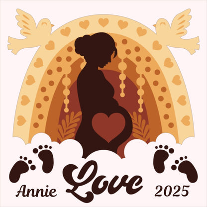 3D Layered Boho Rainbow Papercut Frame Picture  - Personalized Holiday Décor Design for Baby Gifts