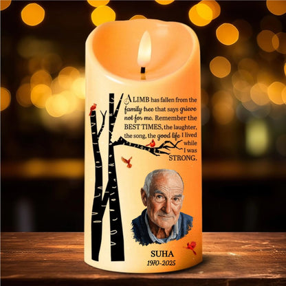Personalized Photo Memorial LED Candle, In Loving Memory, Sympathy Remembrance Candle, Loss Of Dad, Mom, Grandma, Grandpa, Bereavement Gift