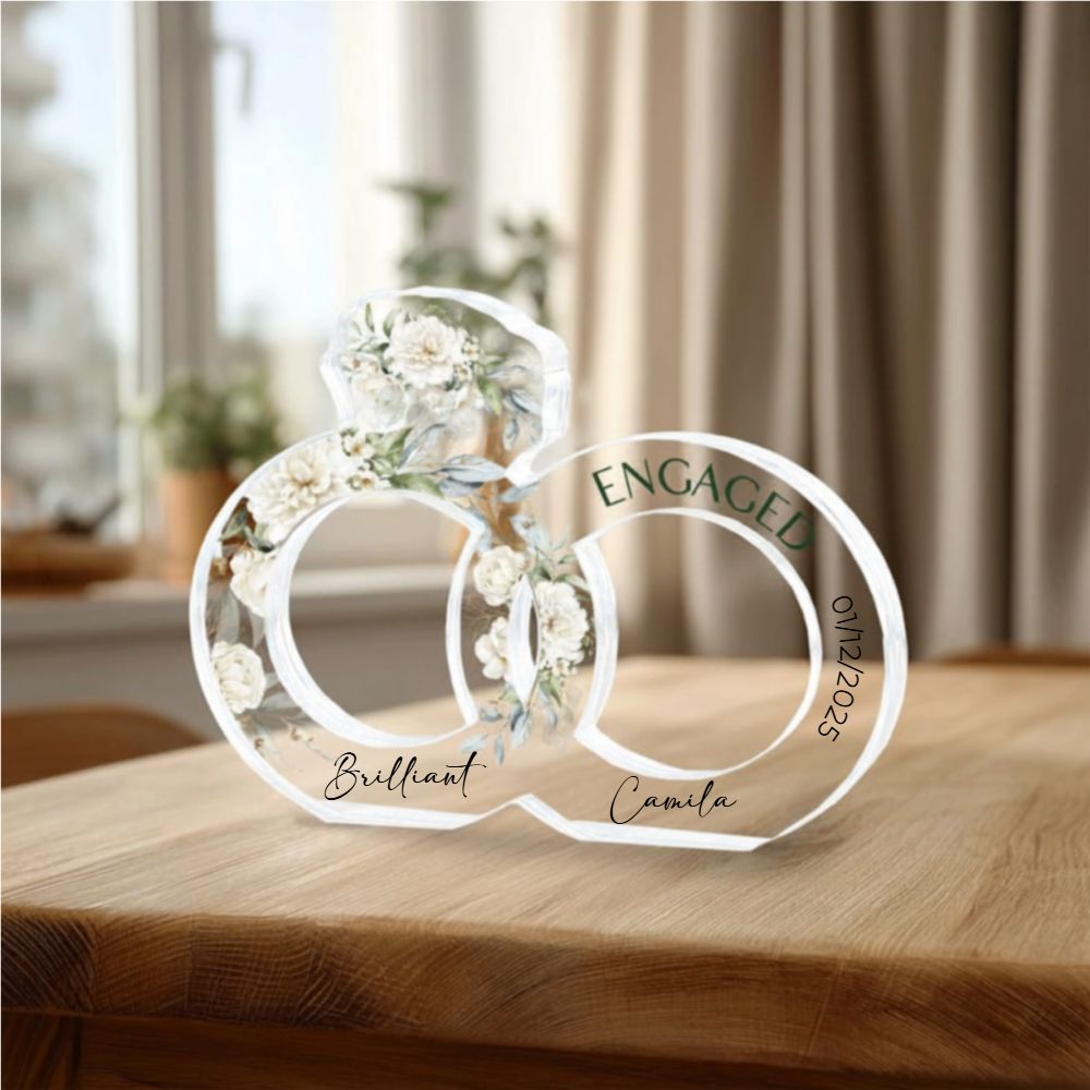 Engagement Gift for Couple, Personalized Engagement Gift, Engaged Acrylic Plaque, Engaged Gift for Couple, Custom Engagement Keepsake Gift