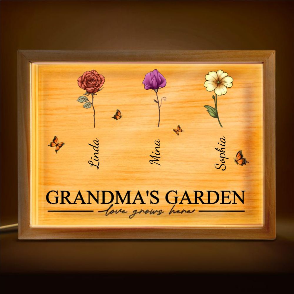 Grandma's Garden Love Grows Here - Personalized Picture Frame Light Box
