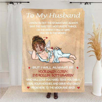 To My Hilariously Handsome Husband – Personalized Cozy Blanket from Your Wife