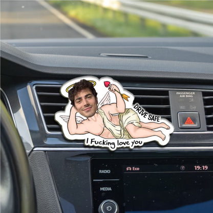 Personalized Cupid Greek - Style Car Vent Clip – Custom Photo “Drive Safe I Freaking Love You” Gift