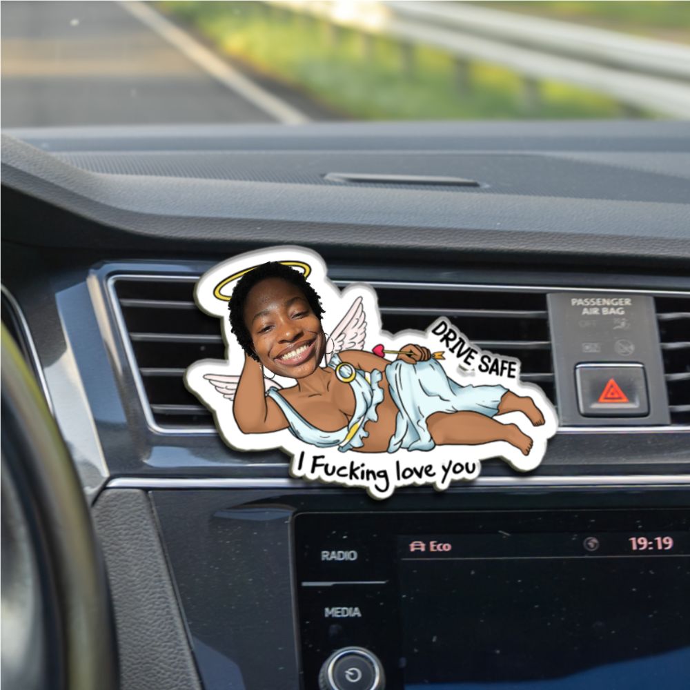 Personalized Cupid Greek - Style Car Vent Clip – Custom Photo “Drive Safe I Freaking Love You” Gift