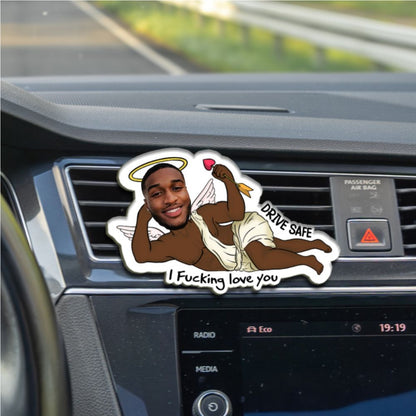 Personalized Cupid Greek - Style Car Vent Clip – Custom Photo “Drive Safe I Freaking Love You” Gift