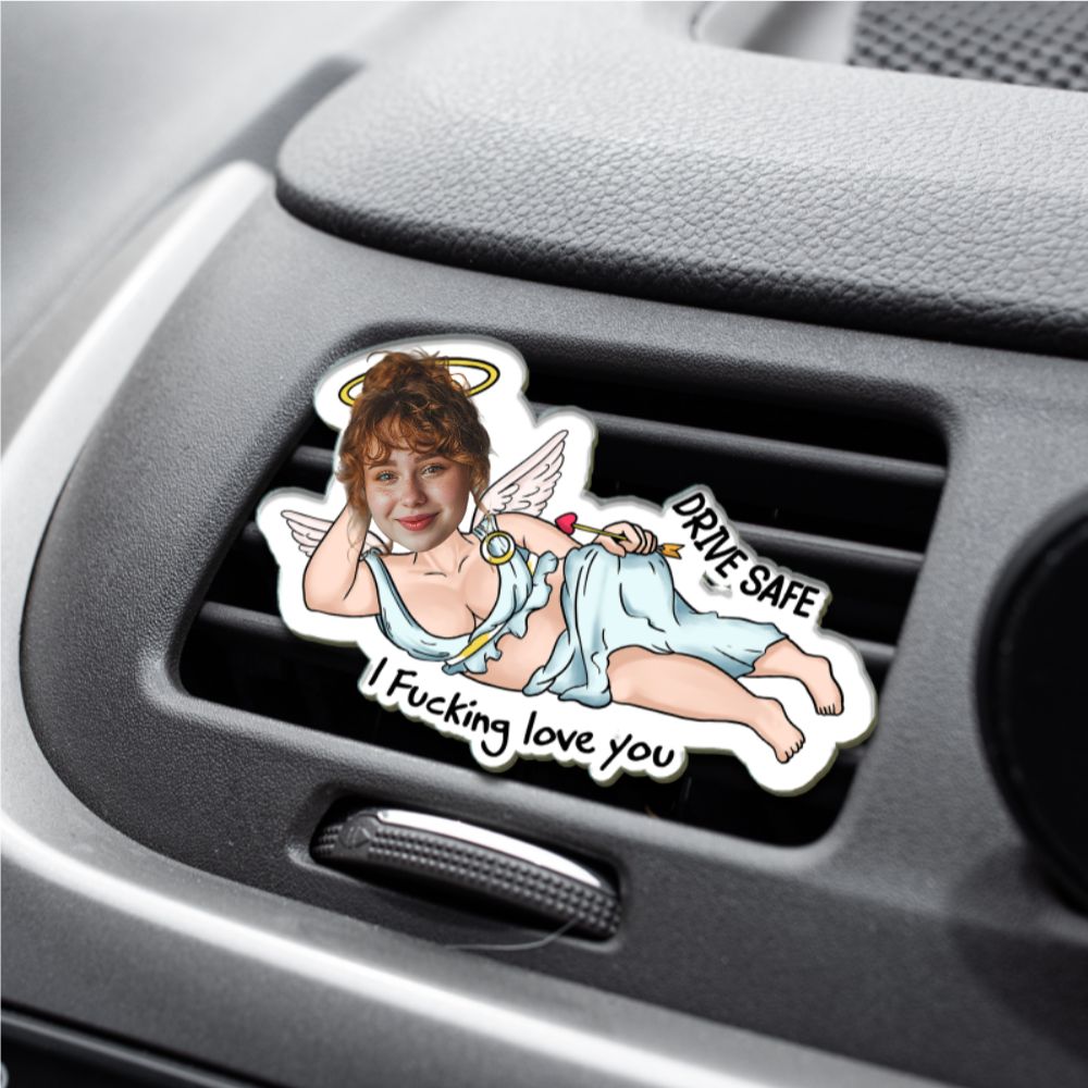 Personalized Cupid Greek - Style Car Vent Clip – Custom Photo “Drive Safe I Freaking Love You” Gift