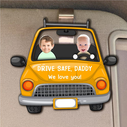 Custom Babies Face Drive Safe Daddy Wooden Car Visor Clip - Personalized Adorable Gift for Dad, Husband