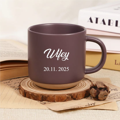 Custom Name And Date Ceramic Couple Cups – Romantic Gift for Wedding, Anniversaries