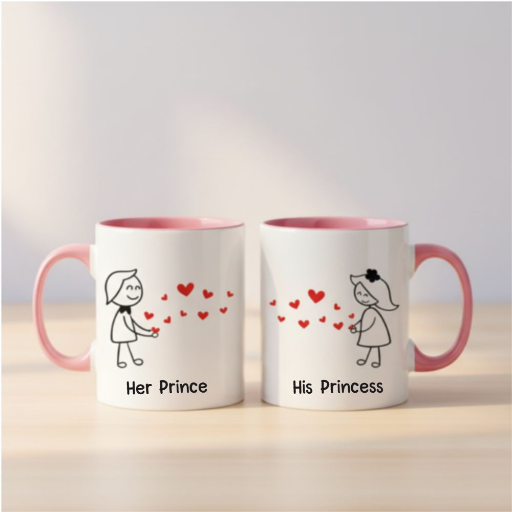 Custom Name Couple Stick Figure Mugs – Personalized Romantic Gift for Couples