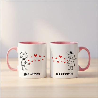 Custom Name Couple Stick Figure Mugs – Personalized Romantic Gift for Couples