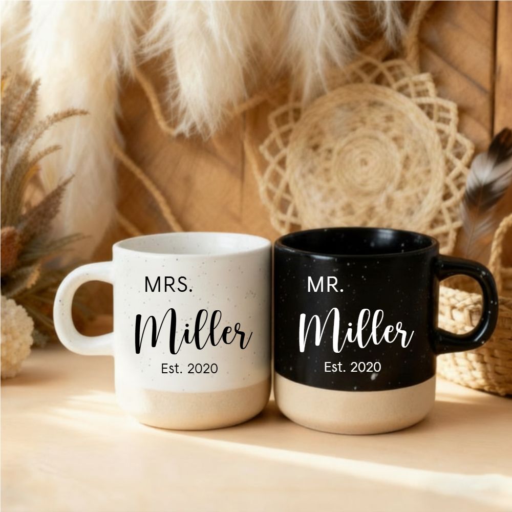 Custom Mr & Mrs Couple Name Mug - Personalized Elegant Gift for Couples