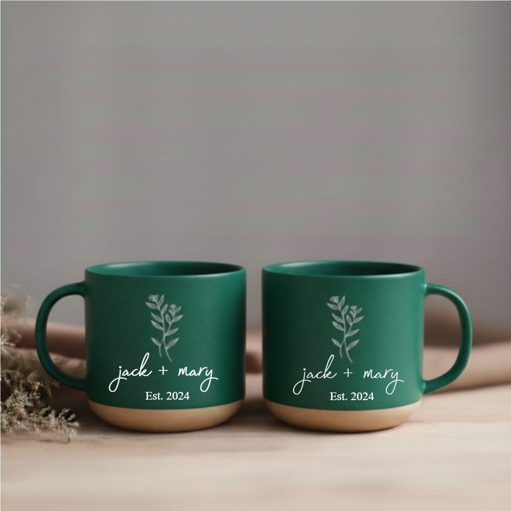 Custom Initials & Date Ceramic Mug – Personalized Minimalist Gift For Couples